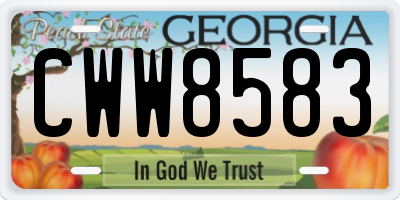 GA license plate CWW8583