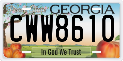 GA license plate CWW8610