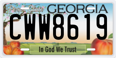GA license plate CWW8619