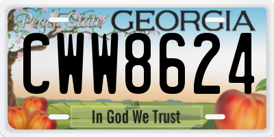 GA license plate CWW8624