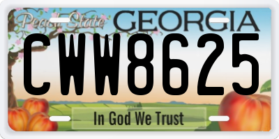GA license plate CWW8625