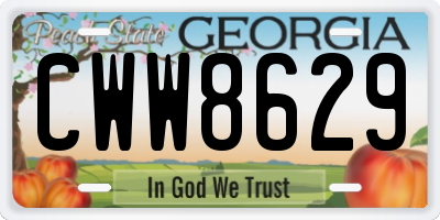 GA license plate CWW8629