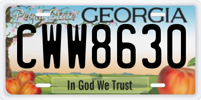 GA license plate CWW8630