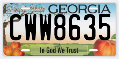 GA license plate CWW8635