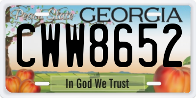 GA license plate CWW8652