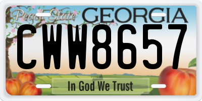 GA license plate CWW8657