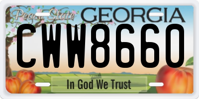 GA license plate CWW8660