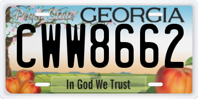 GA license plate CWW8662