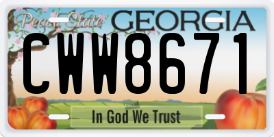 GA license plate CWW8671