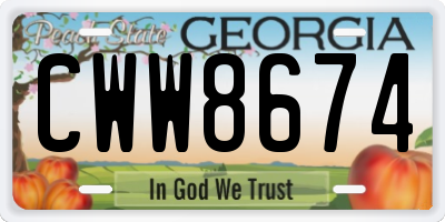 GA license plate CWW8674