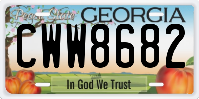 GA license plate CWW8682