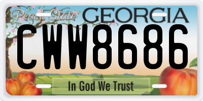 GA license plate CWW8686