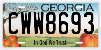 GA license plate CWW8693
