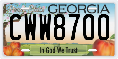 GA license plate CWW8700