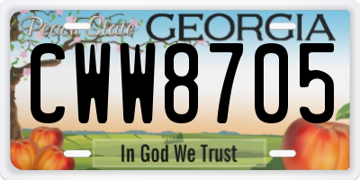 GA license plate CWW8705