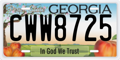 GA license plate CWW8725