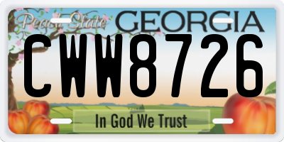 GA license plate CWW8726