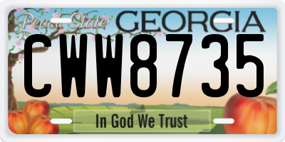 GA license plate CWW8735