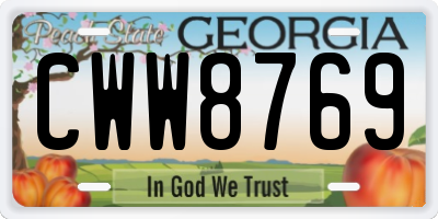 GA license plate CWW8769