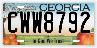 GA license plate CWW8792
