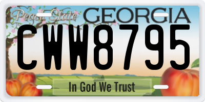 GA license plate CWW8795