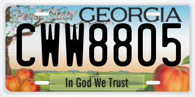 GA license plate CWW8805