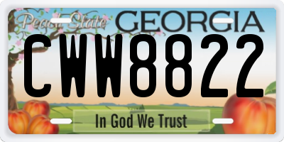 GA license plate CWW8822