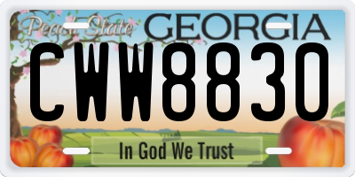 GA license plate CWW8830