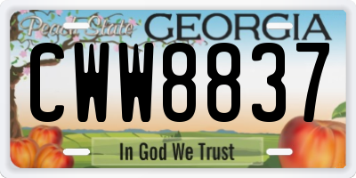 GA license plate CWW8837