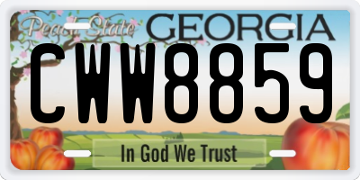 GA license plate CWW8859