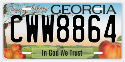 GA license plate CWW8864