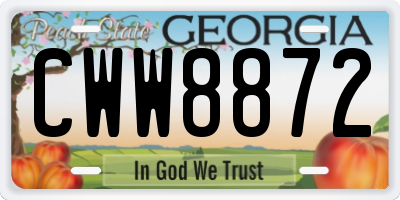 GA license plate CWW8872