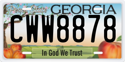 GA license plate CWW8878