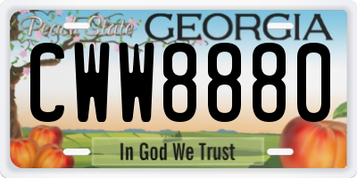 GA license plate CWW8880
