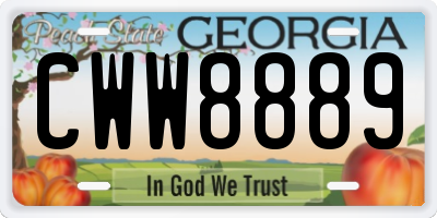 GA license plate CWW8889