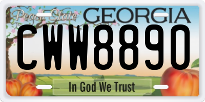 GA license plate CWW8890