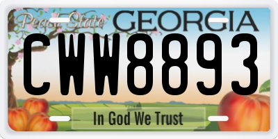 GA license plate CWW8893