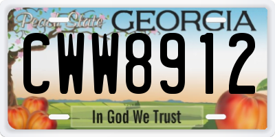GA license plate CWW8912