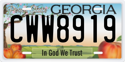 GA license plate CWW8919