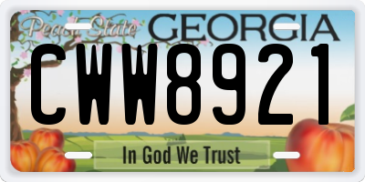 GA license plate CWW8921