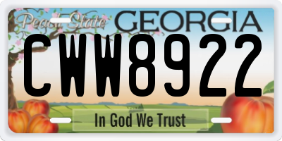 GA license plate CWW8922
