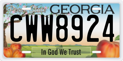 GA license plate CWW8924