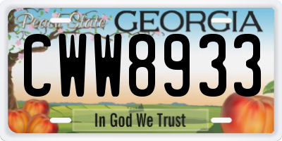 GA license plate CWW8933