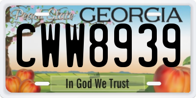 GA license plate CWW8939