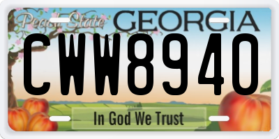 GA license plate CWW8940