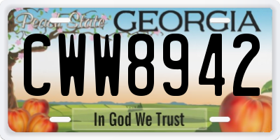 GA license plate CWW8942