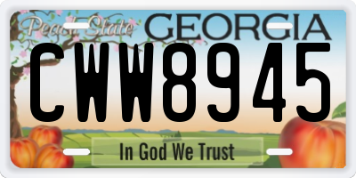 GA license plate CWW8945