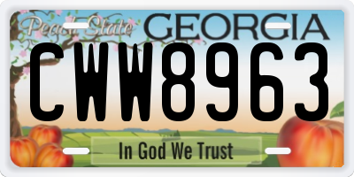 GA license plate CWW8963