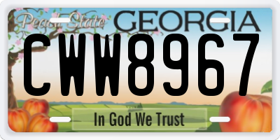 GA license plate CWW8967