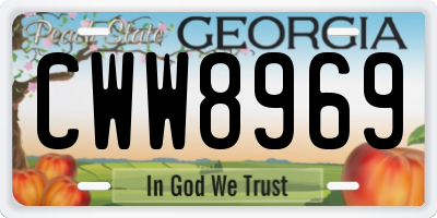 GA license plate CWW8969